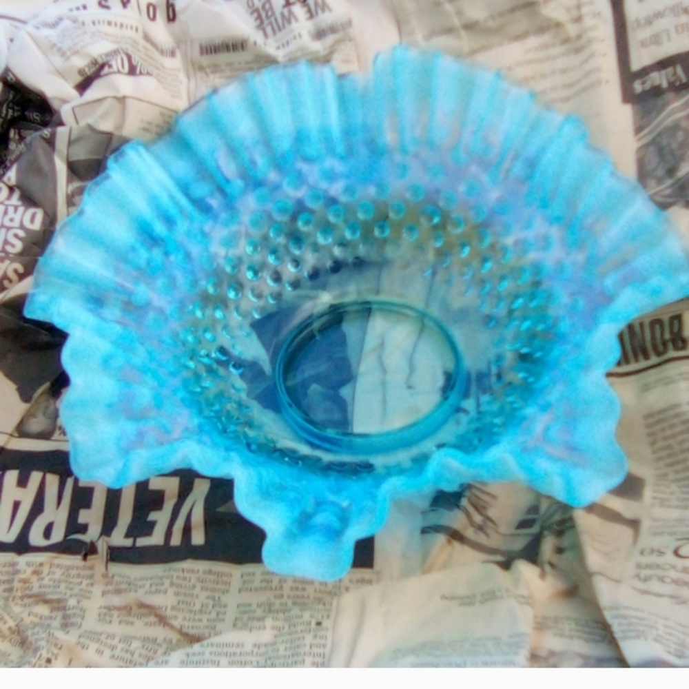 Fenton Blue Hobnail Glass Vase